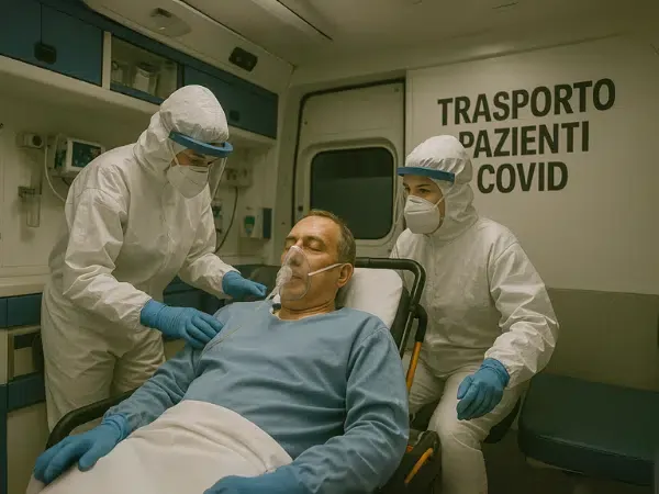 Ambulanza attrezzata per il trasporto sanitario di pazienti Covid