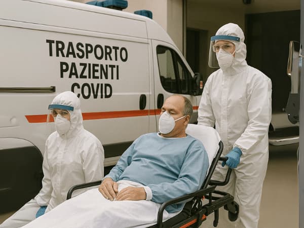 Ambulanza attrezzata per il trasporto sanitario di pazienti Covid